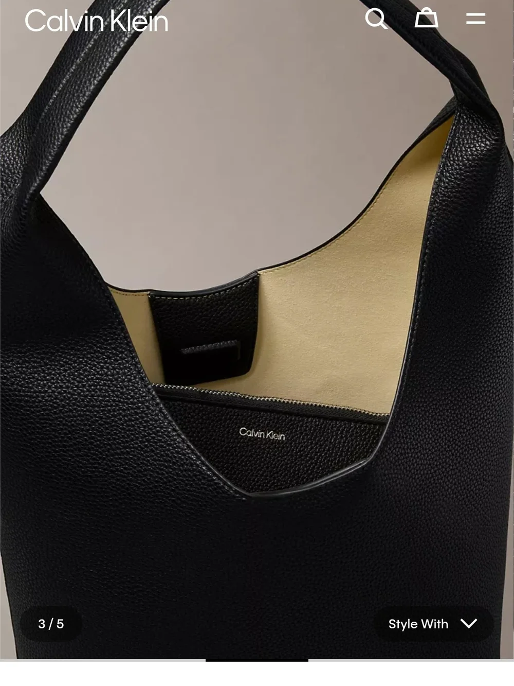 Calvin Klein Black Pebbled Slouchy Bag